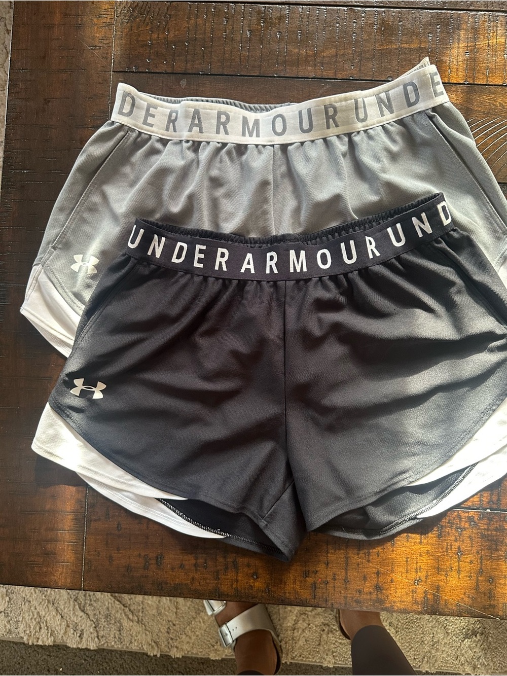 Under Armour Women's Black & Light Gray Athletic Shorts Duo